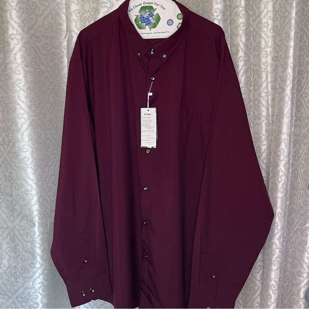 Jeopace burgundy button down Oxford shirt NWT